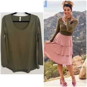 Lularoe Lynnae Long Sleeve Top in Olive Green